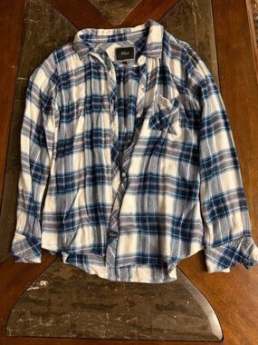 Rails Navy, Teal & White Plaid Shirt